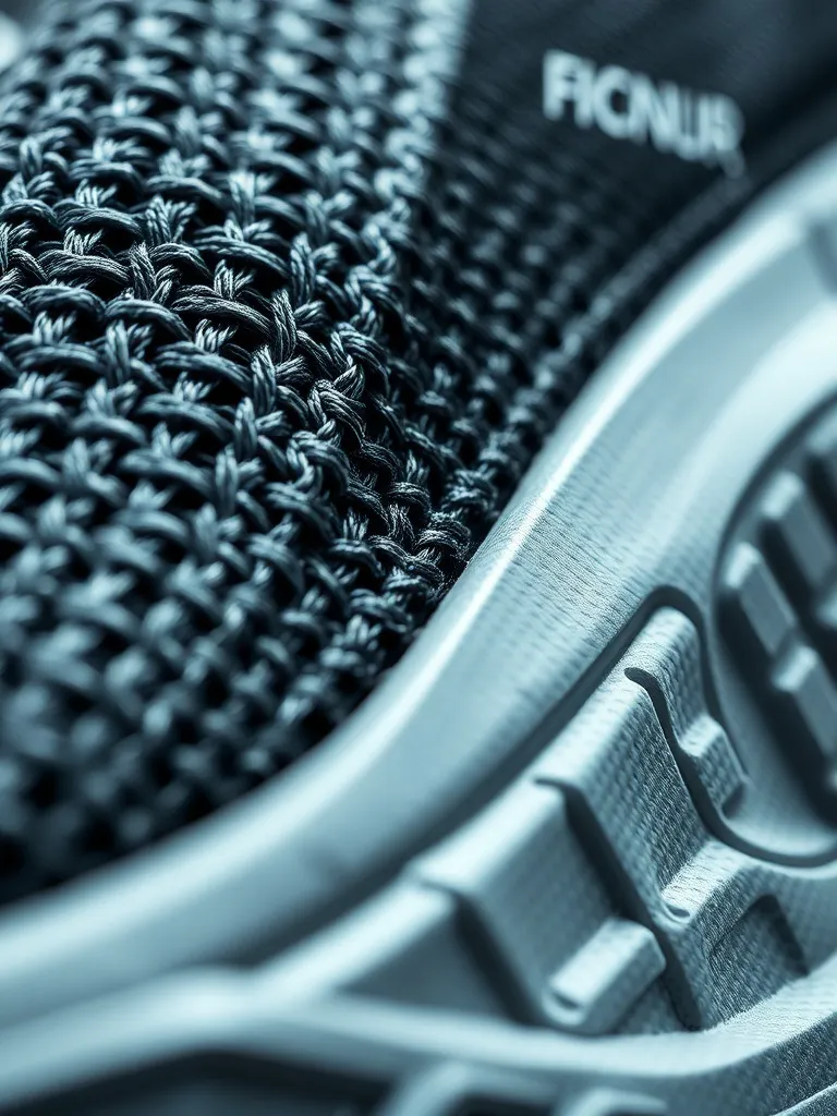 Close-up macro shot of high-tech synthetic athletic fabric w