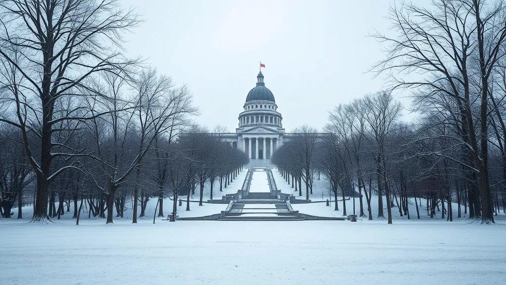 A wide angle shot of Mount Royal park in Montreal during win